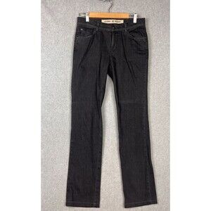 BOGNER Jeans Women Black Washed Slight Stretch Front Zip Fly Size 8 Long 76